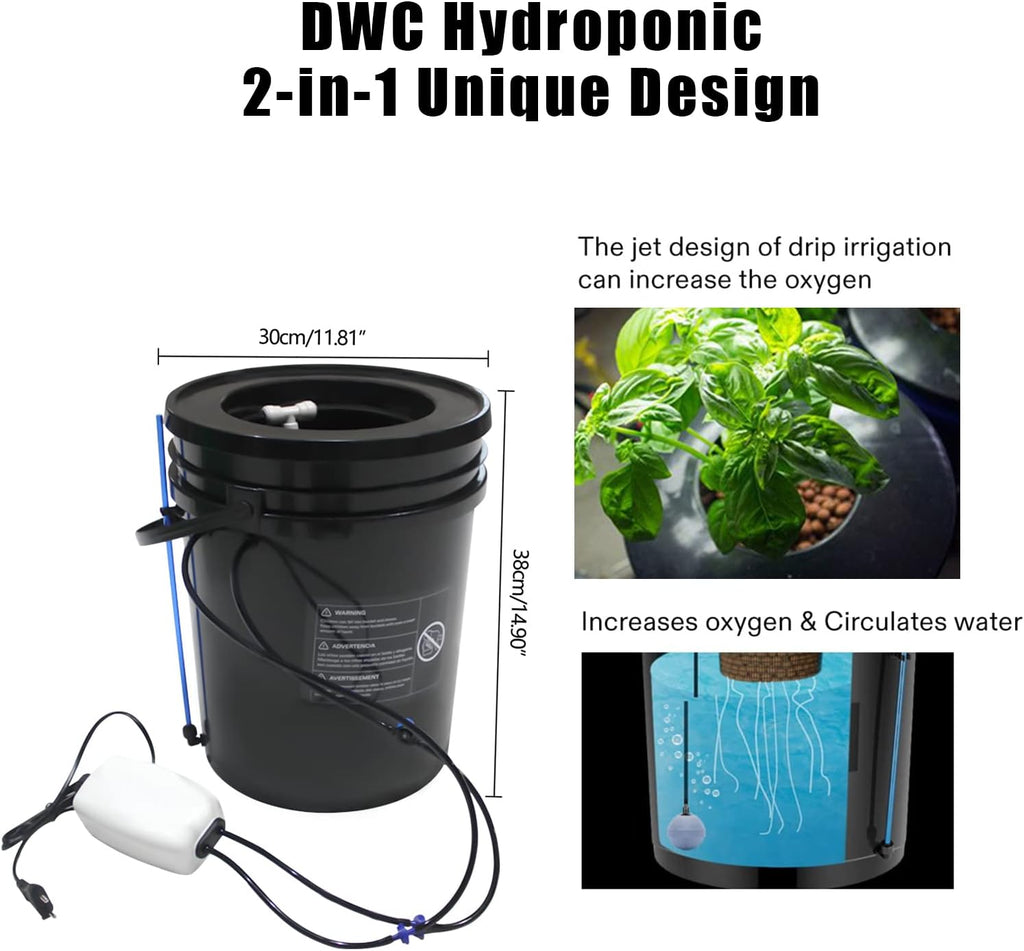 5-Gallon Deep Water Culture Hydroponics Growing System Kit H560