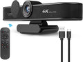 4K Webcam with Microphone and Speaker, 5X Digital Zoom, Privacy Cover, 120° Wide Field View T506