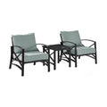 3Pc Outdoor Metal Armchair Set with Side Table N3456