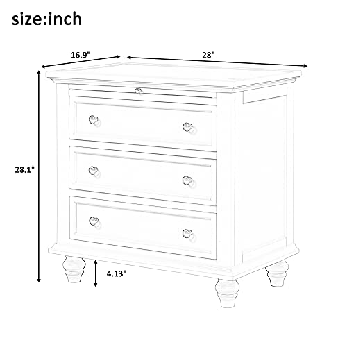 3-Drawer Wooden Nightstand with Pull-Out Tray (Blue) E966