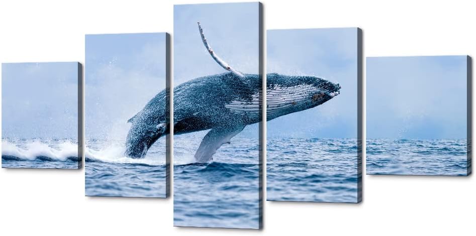 Blue Clear Ocean Seascape Canvas Wall Art with Frame 50''Wx24''H M120244