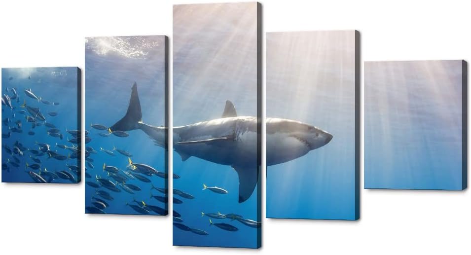 Blue Clear Ocean Seascape Canvas Wall Art with Frame 50''Wx24''H M120244