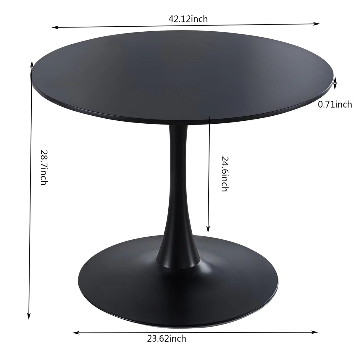 Black Tulip Table Mid-century Dining Table With Round MDF Table Top S9469