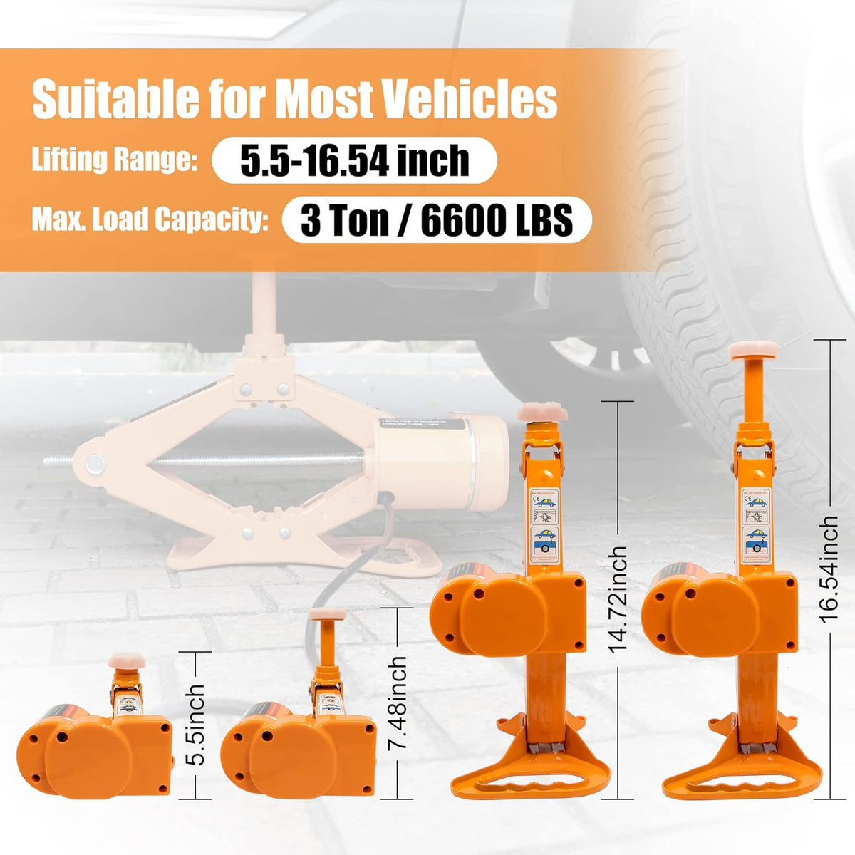 3 Ton Electric Car Jack with Electric Wrench and Inflator Pump A1299