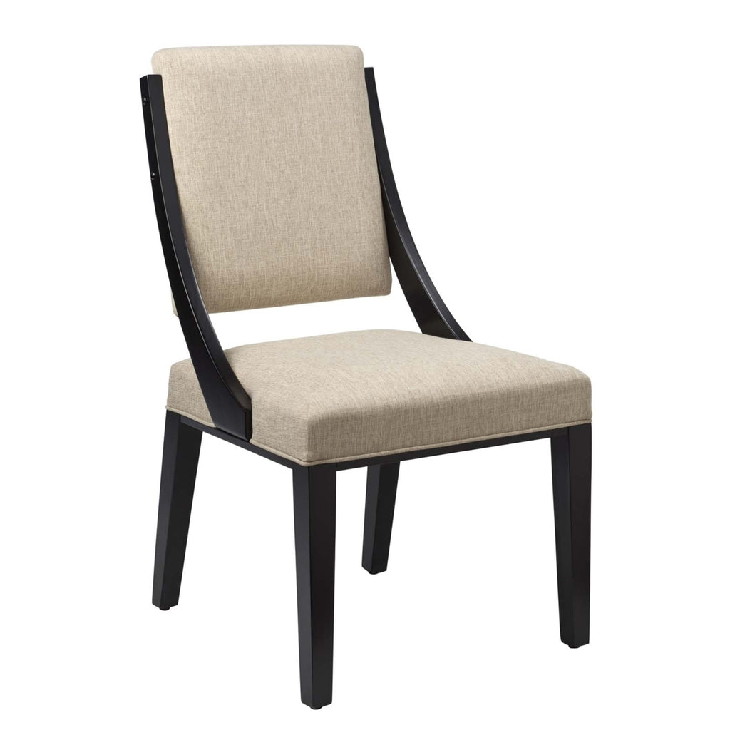 Beige Solid Wood and Fabric Dining Chairs Set of 2 L10121