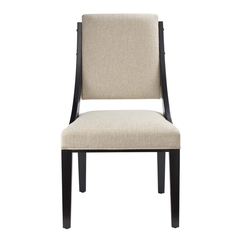 Beige Solid Wood and Fabric Dining Chairs Set of 2 L10121