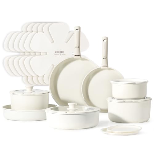 17 Pc Non Stick Cookware Set with Removable Handle F6740