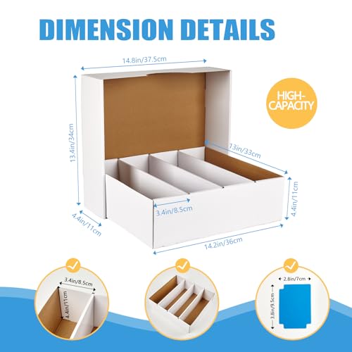 4 Pack White Cardboard Card Storage Boxes with 10 Dividers R40721