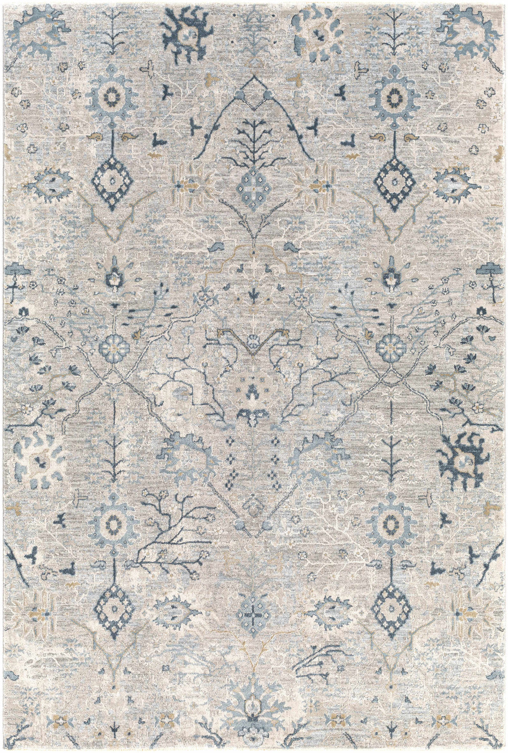 Blue Grey Beige 9' x 12' Area Rug W601286