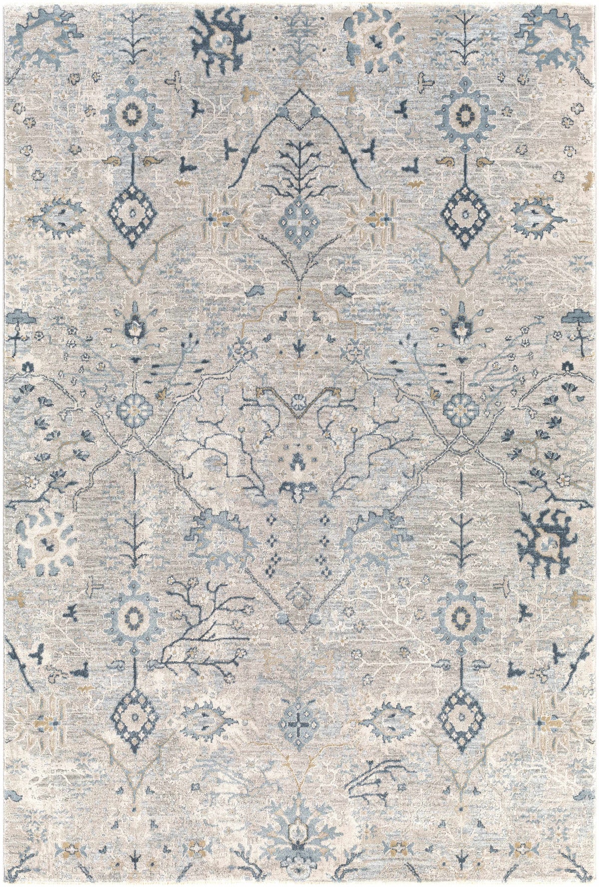 Blue Grey Beige 9' x 12' Area Rug W601286