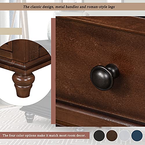 3-Drawer Wooden Nightstand with Pull-Out Tray (Blue) E966