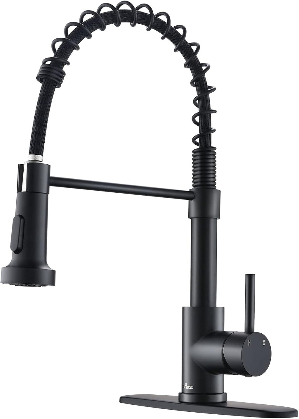 Black Kitchen Faucet, Commercial Single Handle One Hole Sus304 Stainless Steel Pull Down Faucet Matte Black Y627