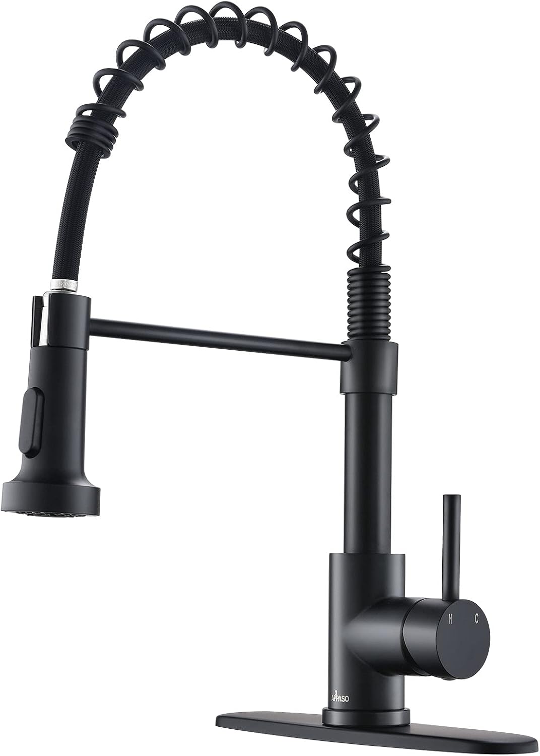 Black Kitchen Faucet, Commercial Single Handle One Hole Sus304 Stainless Steel Pull Down Faucet Matte Black Y627