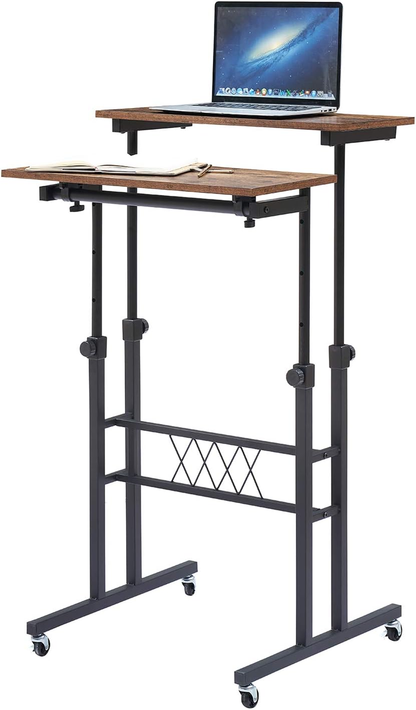 Black Wood Grain Adjustable Height Standing Desk Y276507