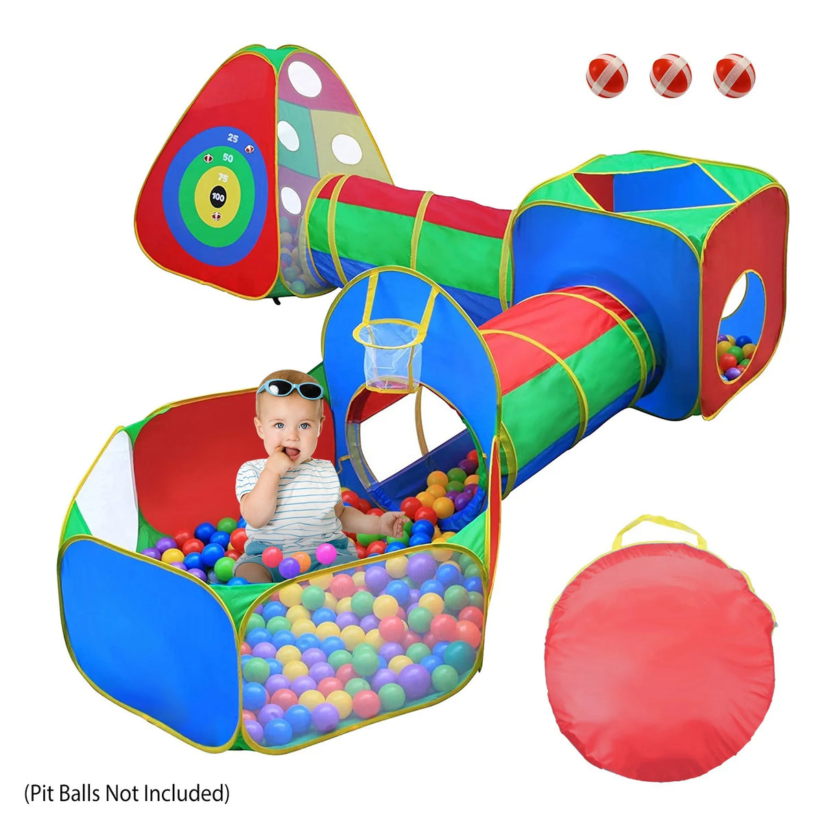 5Pcs Colorful Kids Play Tent Ball Pit Crawl Tunnel Playhouse I540172