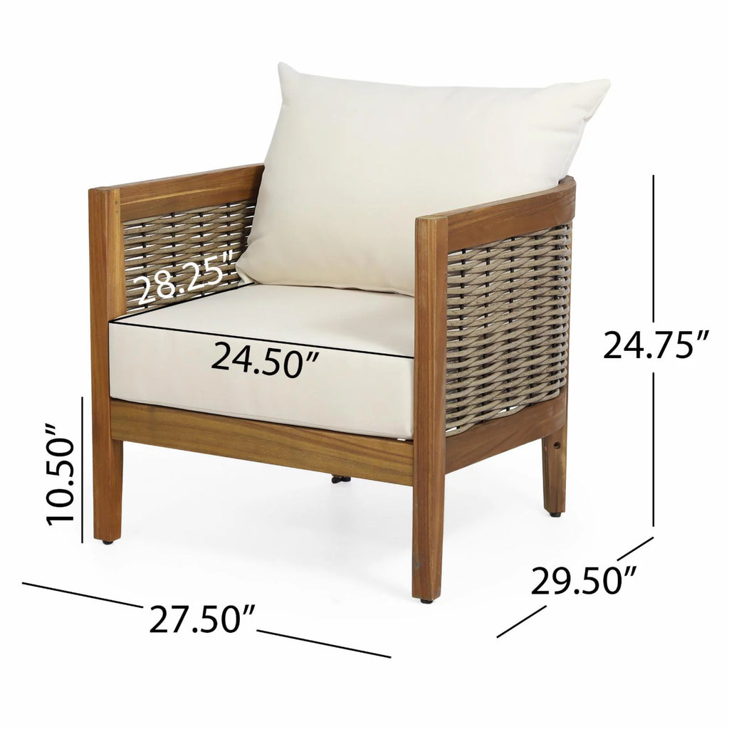 Acacia Wood Club Chairs with Cushions Set of 2 A73822