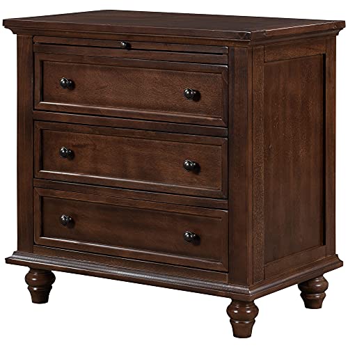 3-Drawer Wooden Nightstand with Pull-Out Tray (Blue) E966