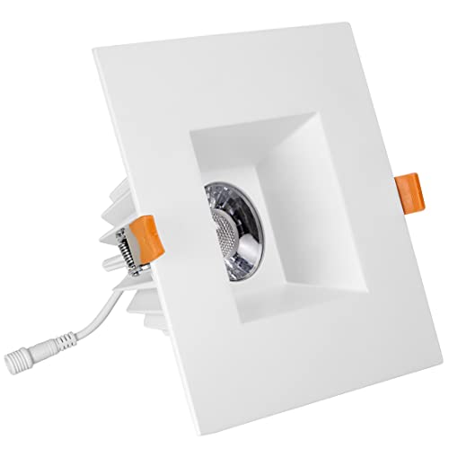 6" Ultra-Thin Recessed LED Downlight Canless IC Rated 1200 Lumens 5 Color Temperature Select Dimmable Square Black Trim 90 CRI R4871