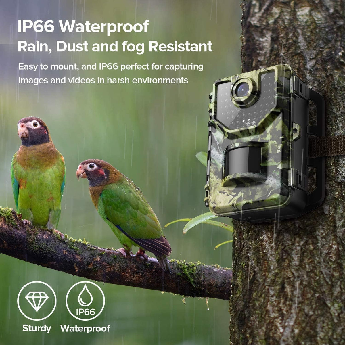 20MP Trail Camera with 120° Wide-Angle Motion Sensor and IP66 Waterproof H2810