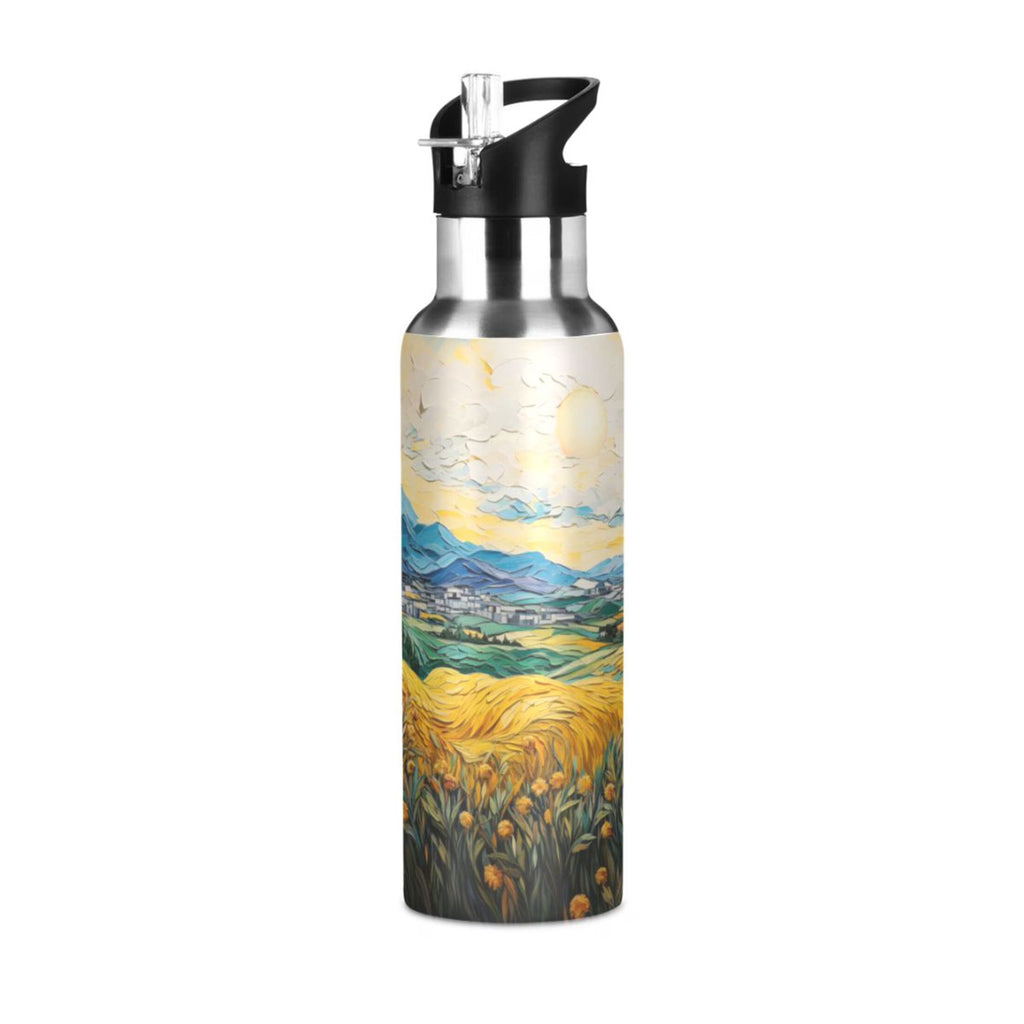 20 oz Insulated Stainless Steel Water Bottle with Straw Lid N2586