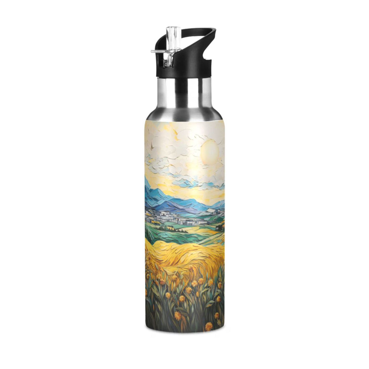 20 oz Insulated Stainless Steel Water Bottle with Straw Lid N2586