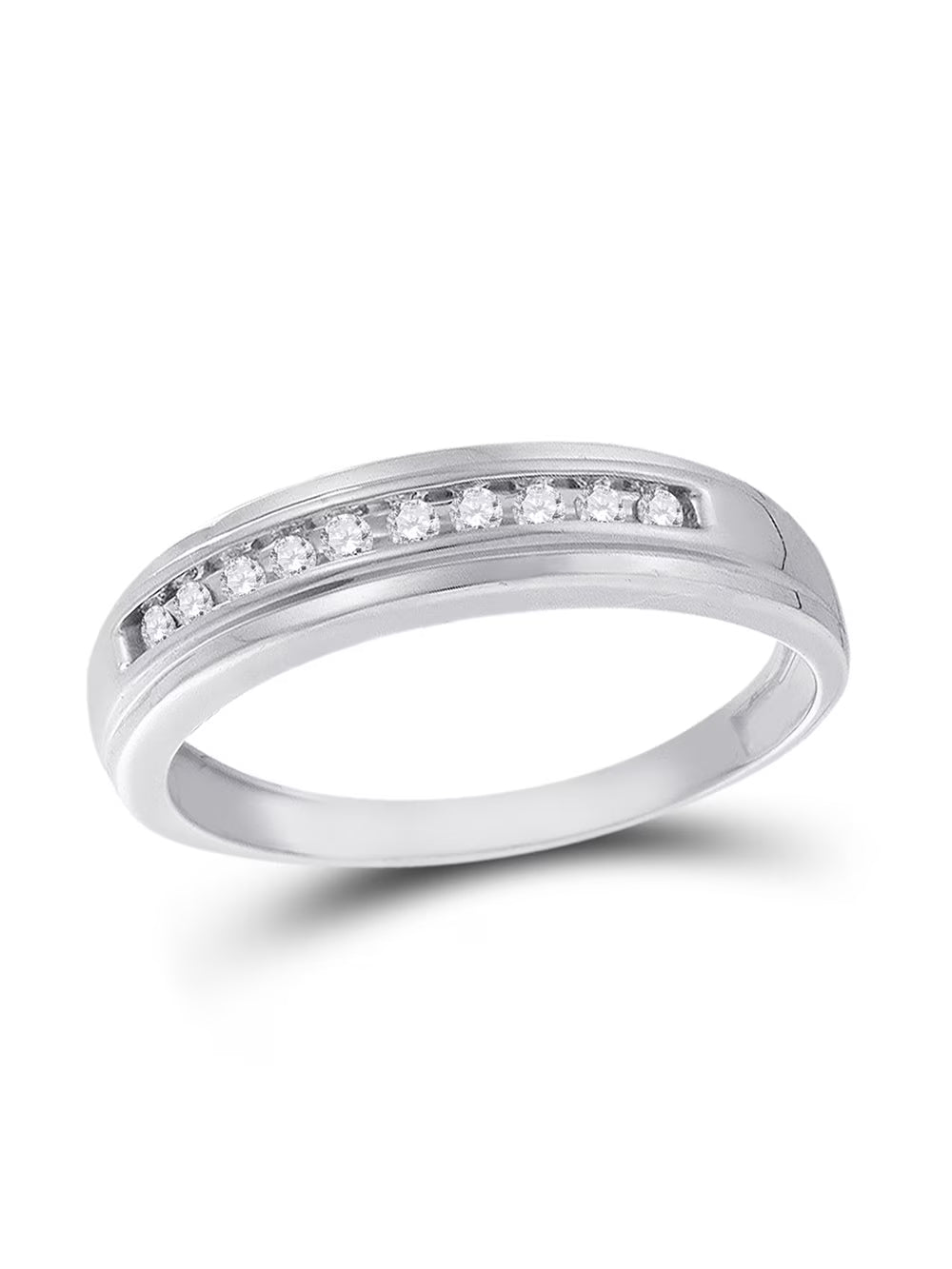 10kt White Gold Mens Round Channel-set Diamond Wedding Band 1/8 Cttw Size 12 X364562