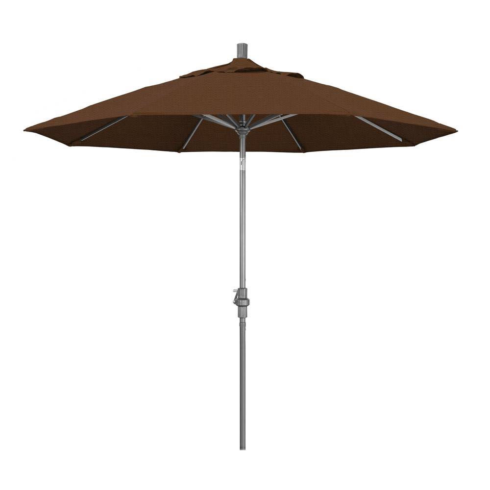 9 ft. Grey Aluminum Market Patio Umbrella with Crank Lift G7693