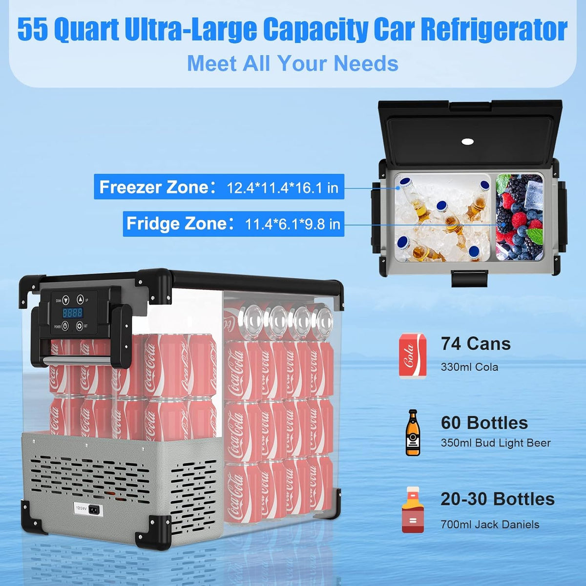 12 Volt 55 Quart Portable Car Refrigerator O33267