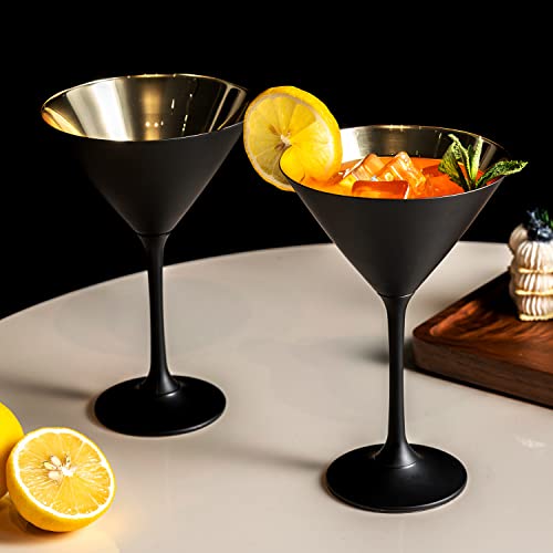 8 Ounce Copper Tone Martini Glasses, Set of 2 D316