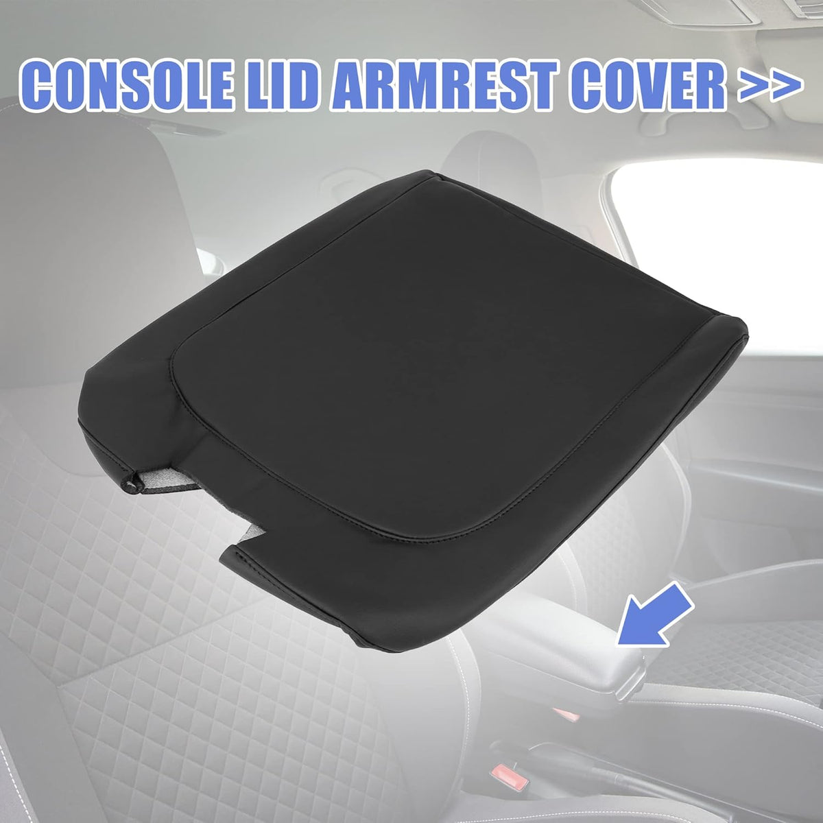 Black Microfiber Leather Center Console Lid Armrest Cover C25202