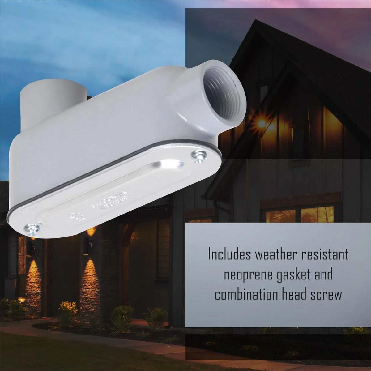 3/4-Inch Gray Cast Aluminum Threaded Conduit Body with Stamped Steel Cover R7203