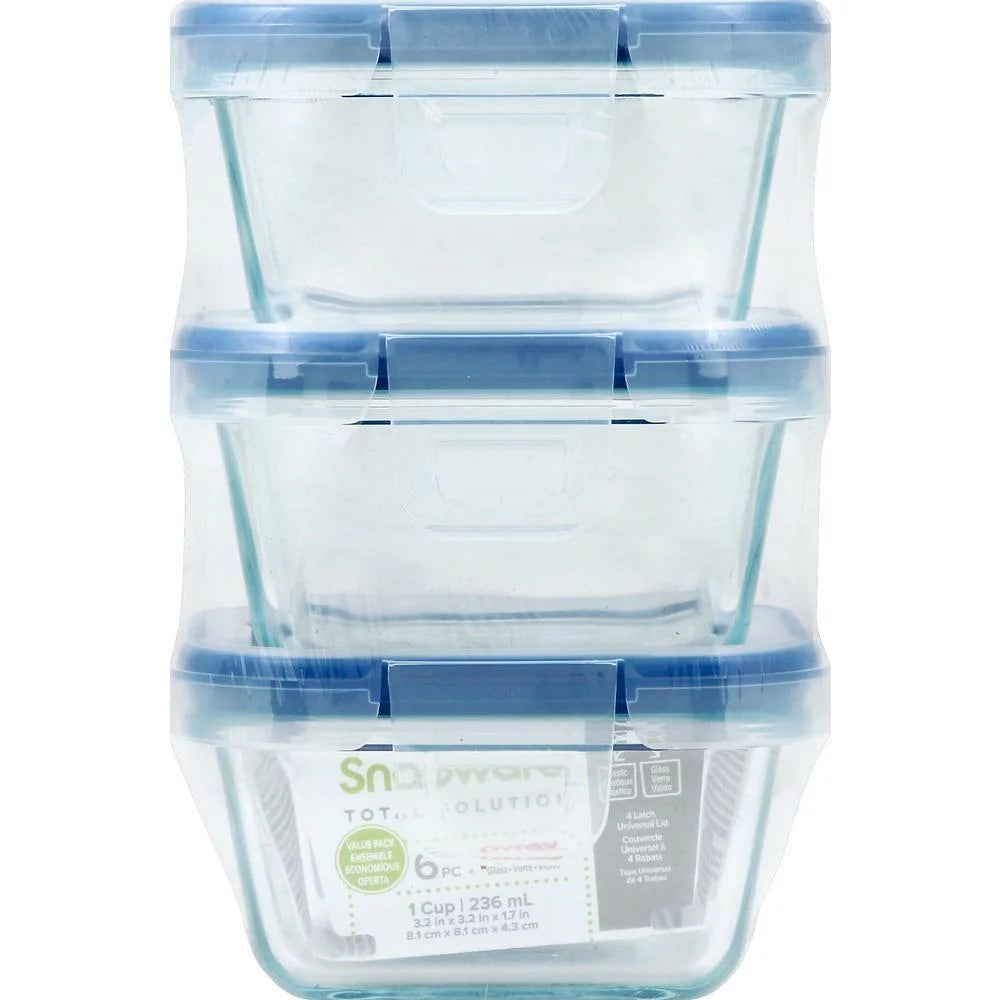 1-Cup Glass Square Storage Container (3-Pack) J95235