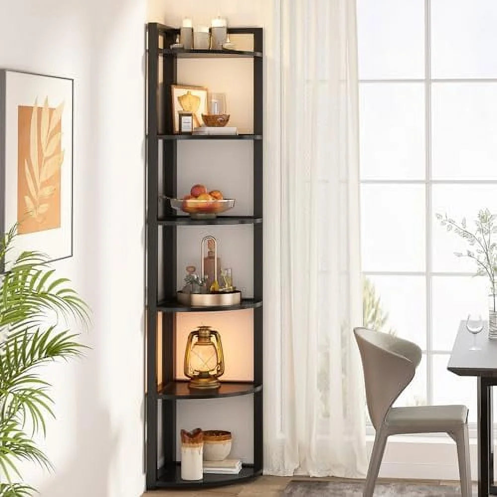 6 Tier 70.9 Inch Tall Corner Bookshelf Q73574