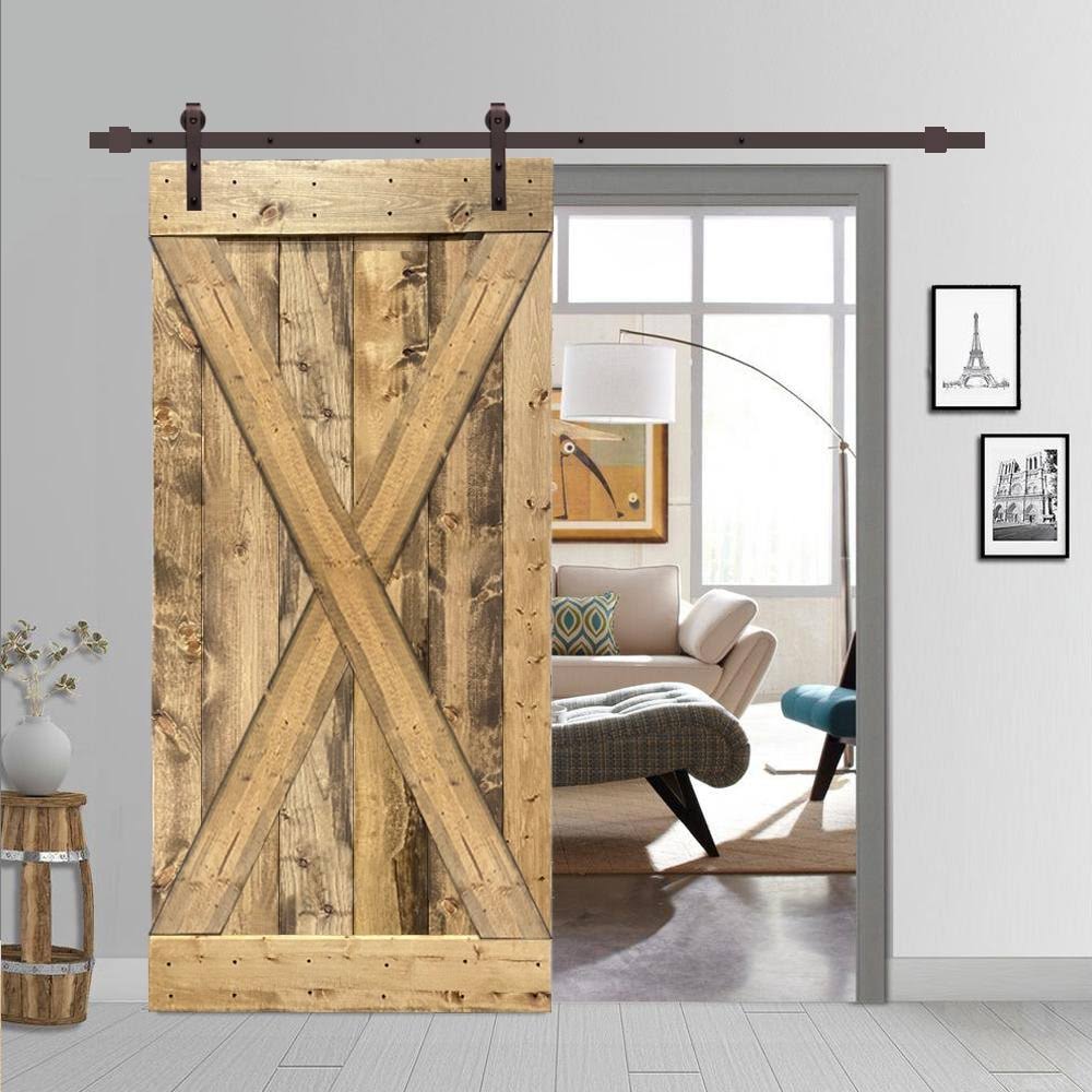 36 in. x 84 in. Pre-Assembled Wood Interior Sliding Barn Door with Hardware Kit V48600