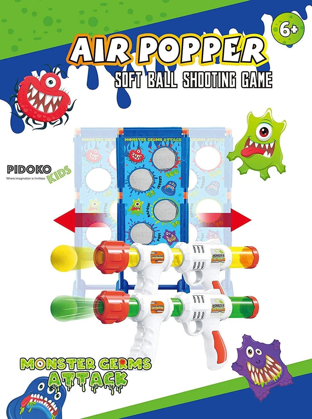 2 Pack Foam Ball Air Popper Guns with Moving Targets F71709
