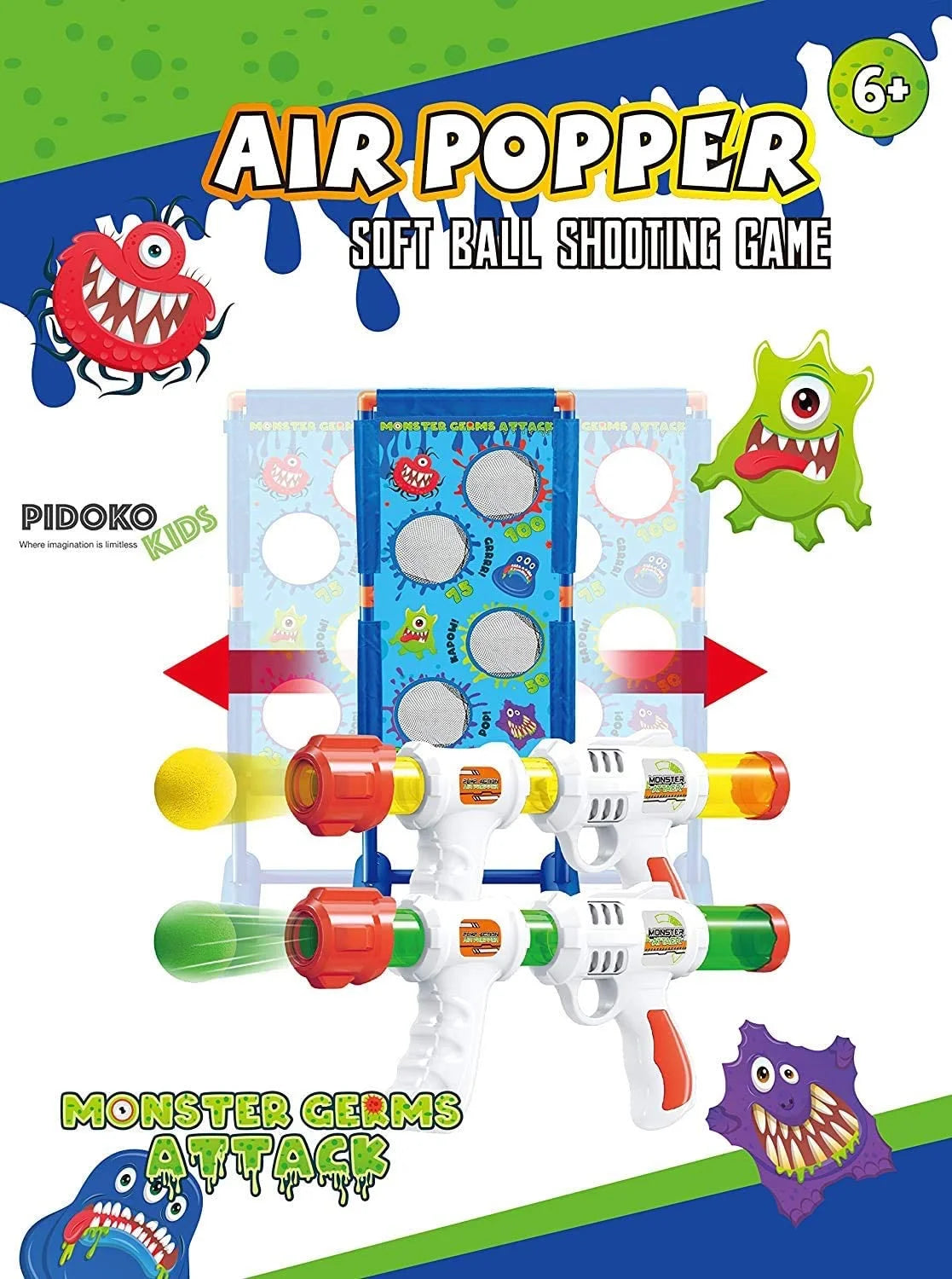 2 Pack Foam Ball Air Popper Guns with Moving Targets F71709