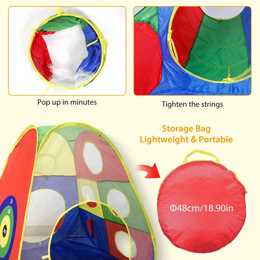 5Pcs Colorful Kids Play Tent Ball Pit Crawl Tunnel Playhouse I540172