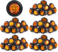 3/4 Inch Amber 3 LED Round Side Marker Indicator Lights with Black Rubbers 12V DC O590