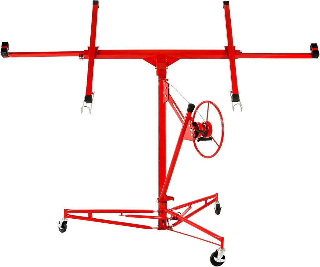 11' Drywall Lift Rolling Panel Hoist Jack Lifter with Lockable Caster Wheels E6290