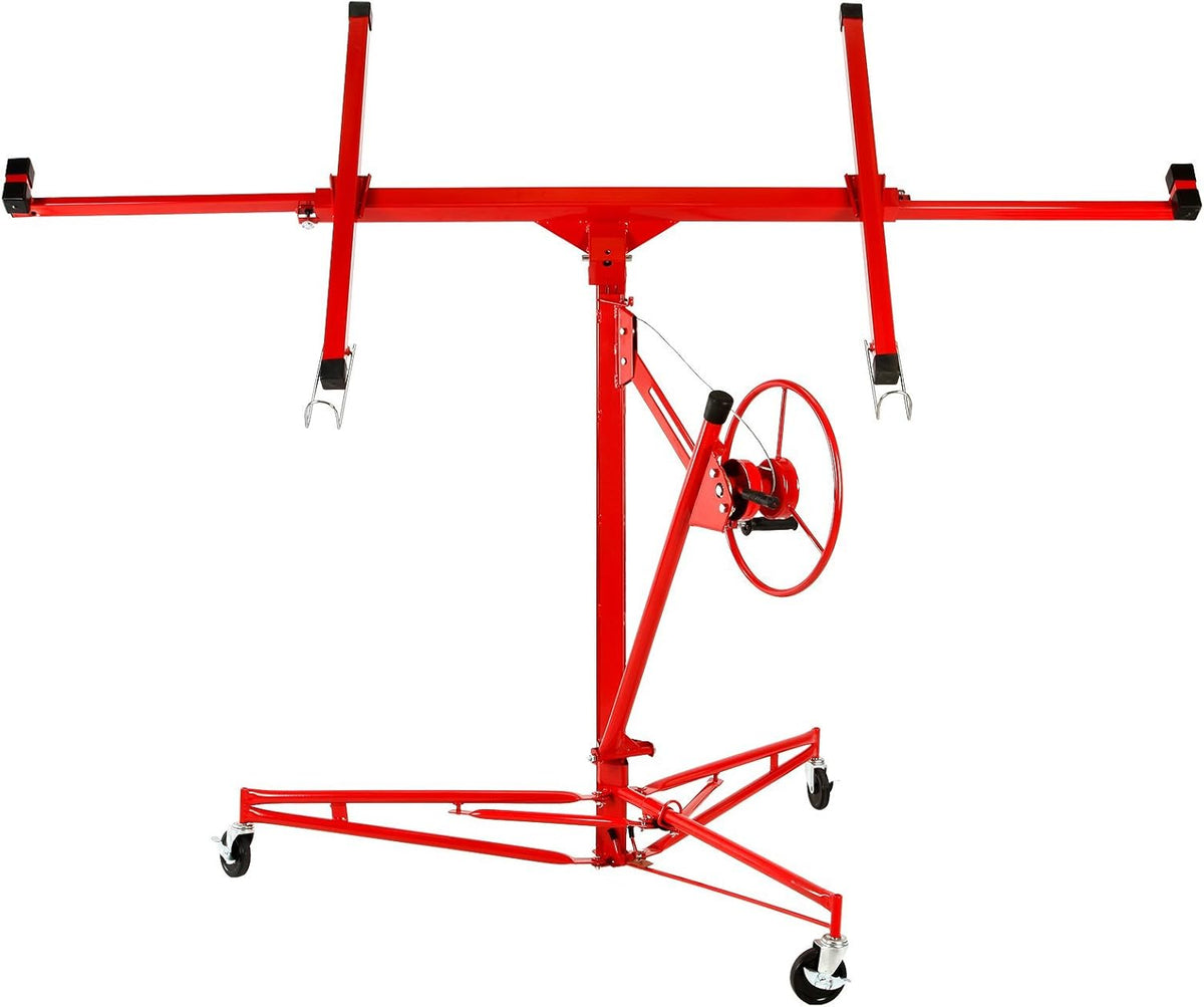 11' Drywall Lift Rolling Panel Hoist Jack Lifter with Lockable Caster Wheels E6290