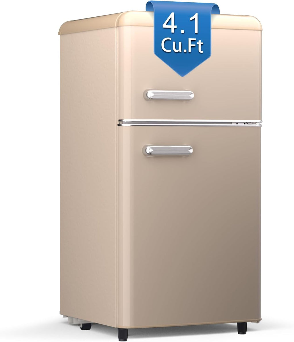 4.1 Cu. Ft. 2-Door Retro Mini Fridge with Freezer (Gold) Y46526