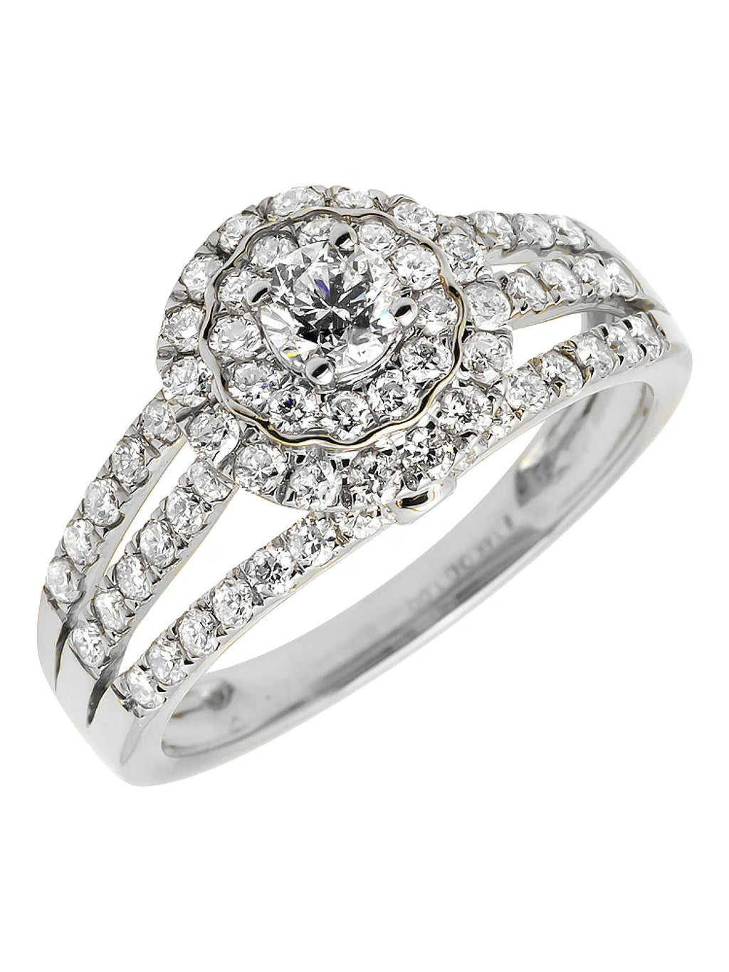 14K White Gold Diamond Cluster Flower Engagement Ring X630158