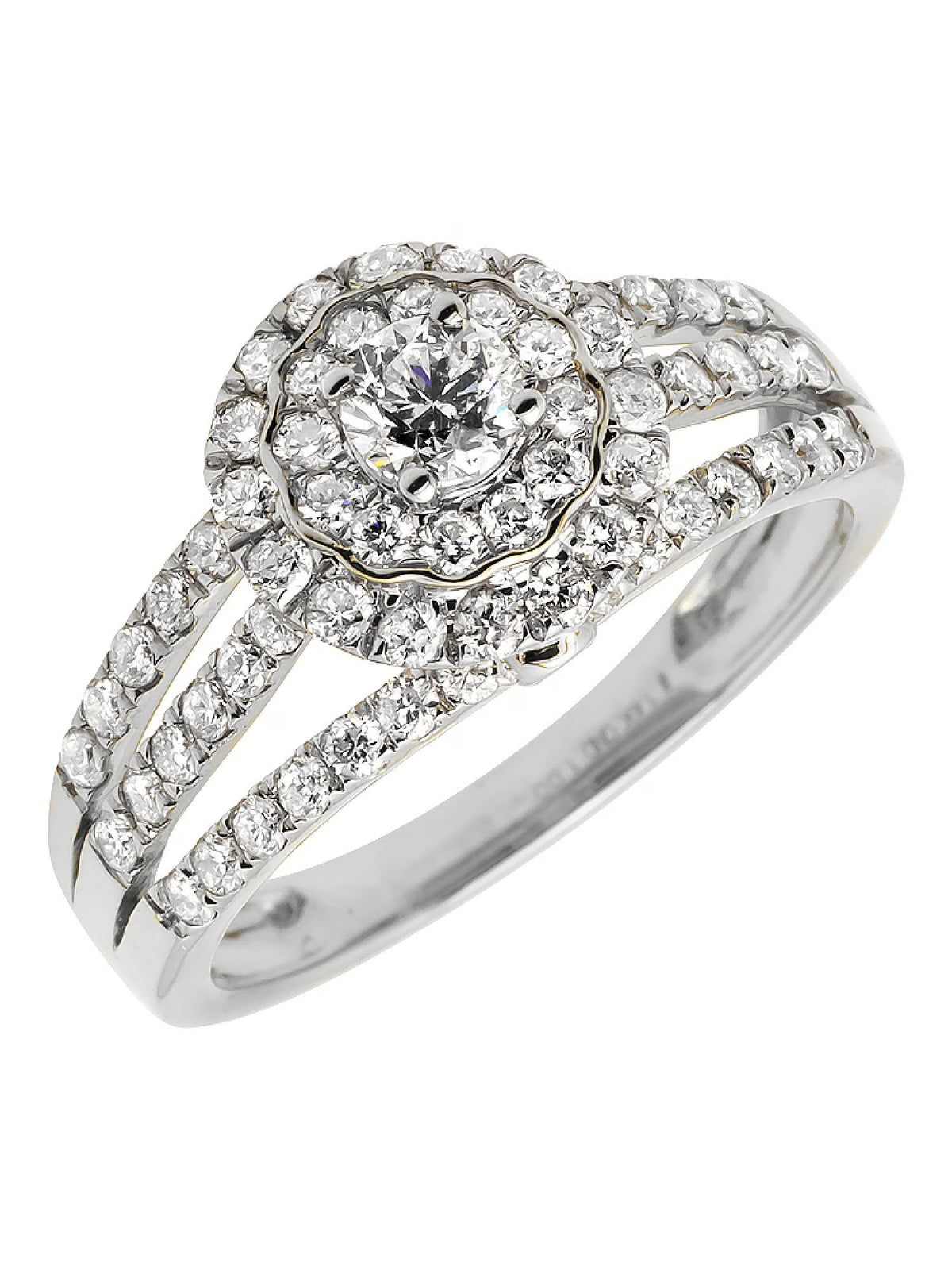 14K White Gold Diamond Cluster Flower Engagement Ring X630158