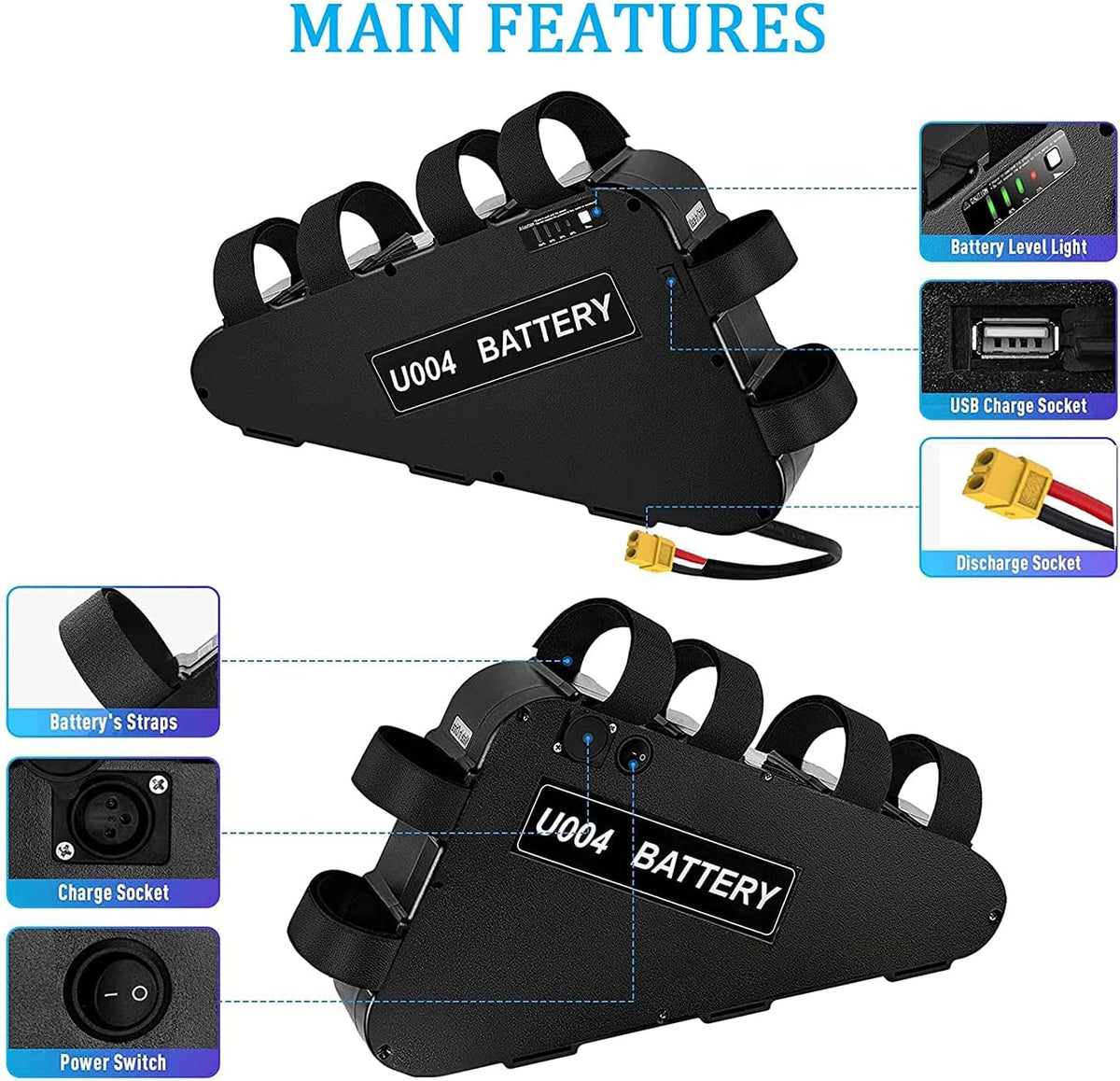 72V / 48V / 52V 28.8Ah / 24Ah / 20Ah Electric Bike Lithium Battery with Charger & BMS Board P6258