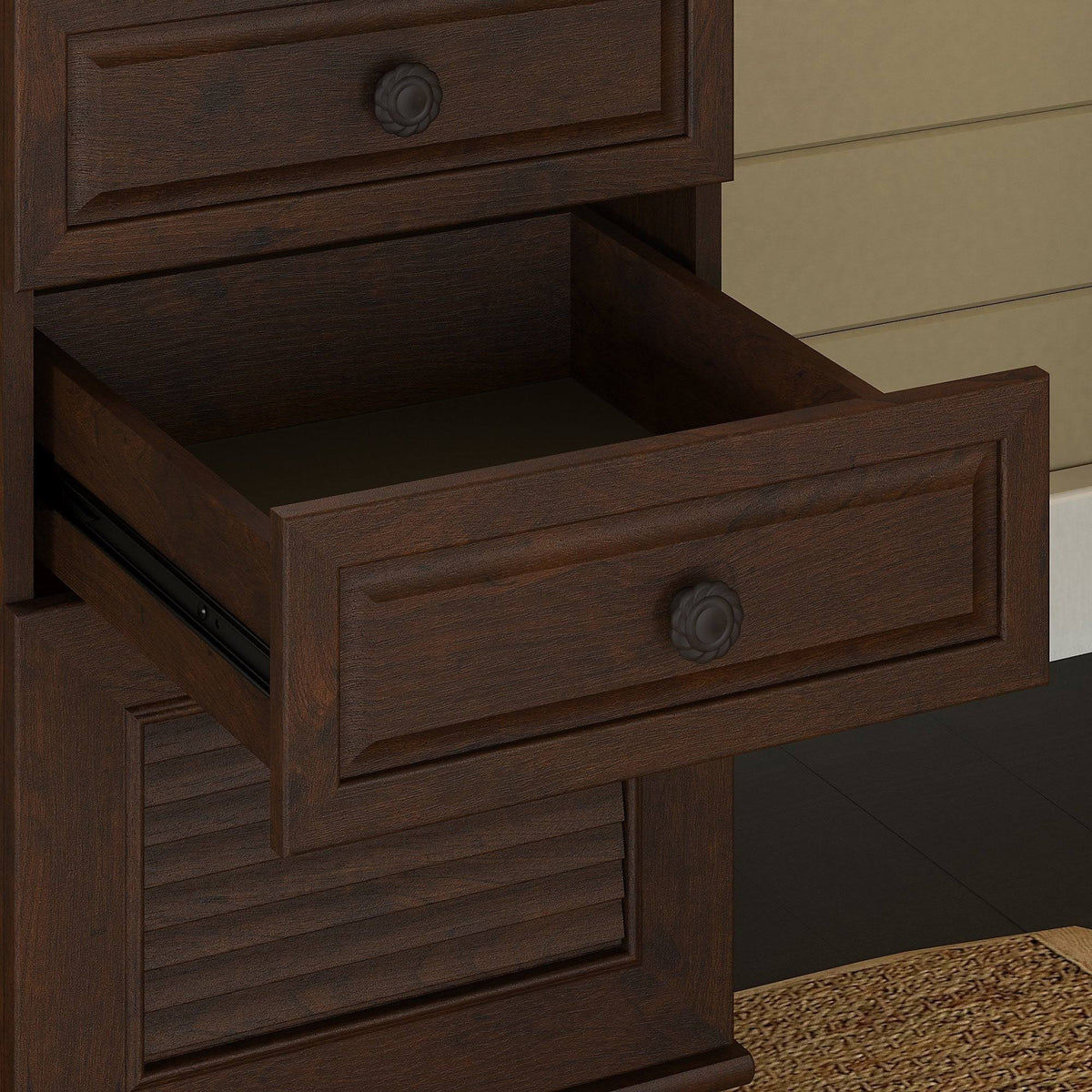 51x22 Desk with File Cabinet, Coastal Cherry W858
