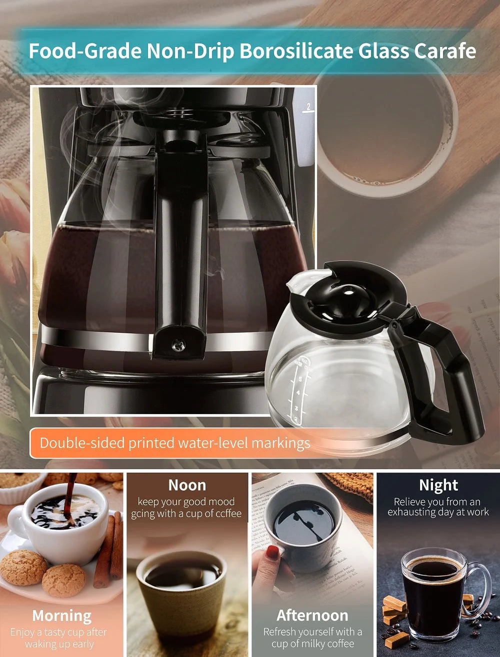 5 Cups Compact Coffee Maker with Filter and Coffee Pot D533