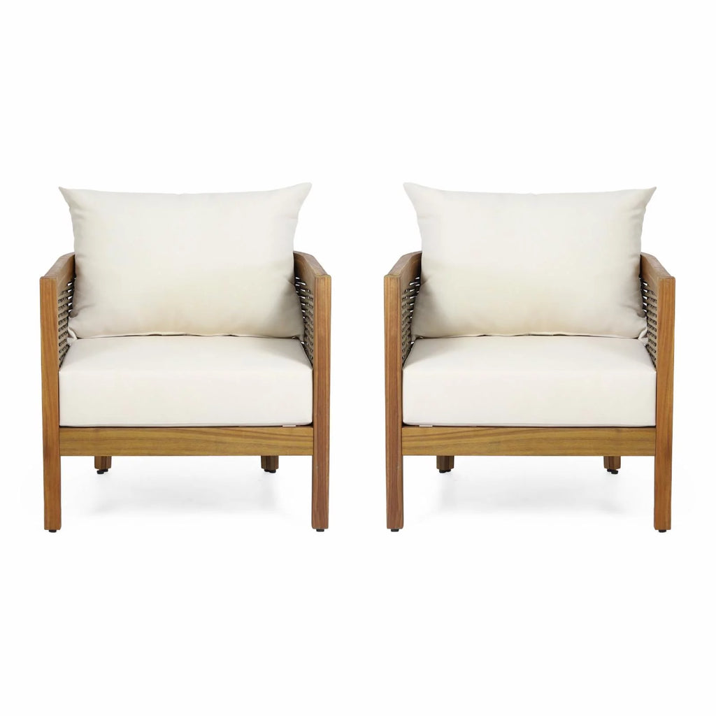 Acacia Wood Club Chairs with Cushions Set of 2 A73822