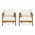 Acacia Wood Club Chairs with Cushions Set of 2 A73822