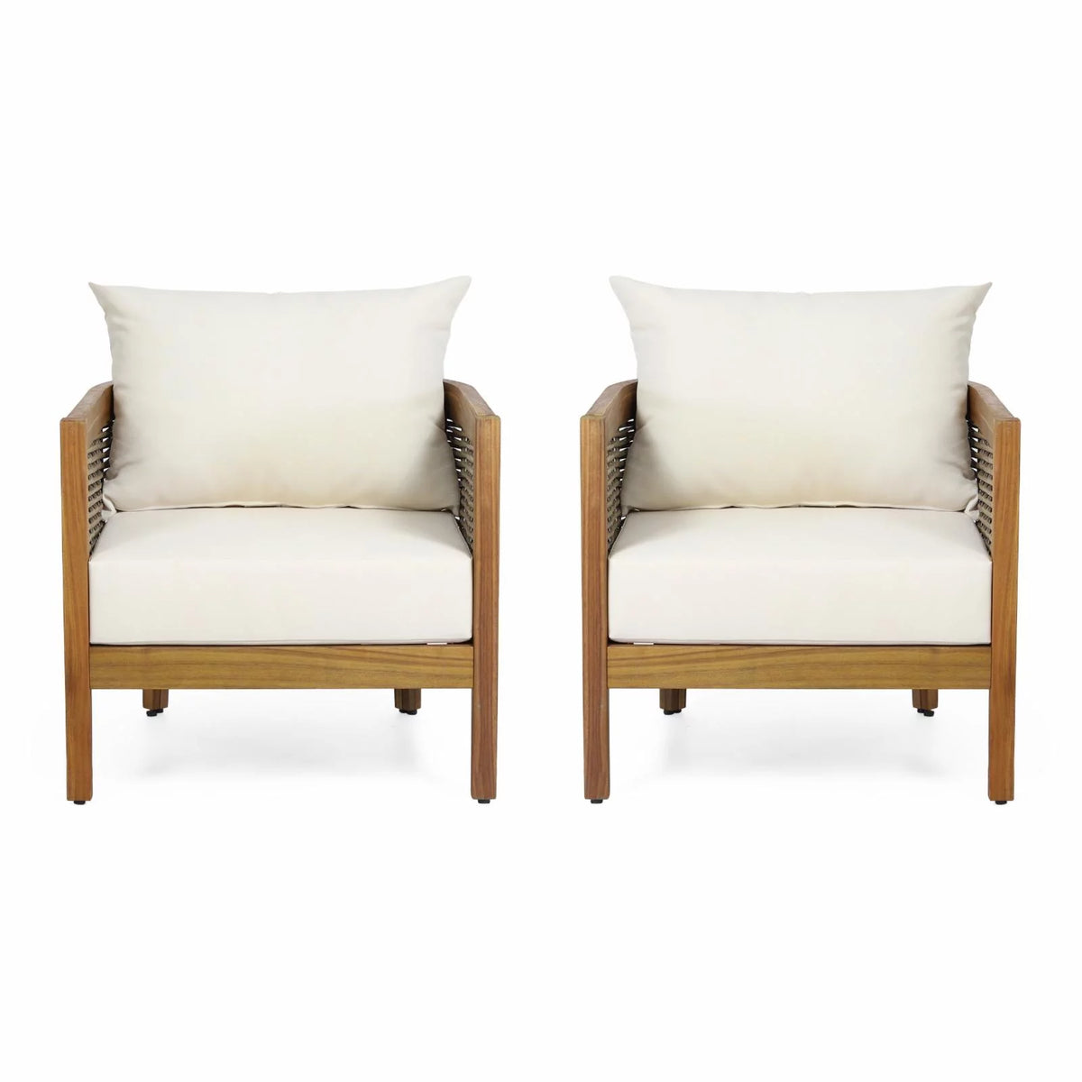 Acacia Wood Club Chairs with Cushions Set of 2 A73822