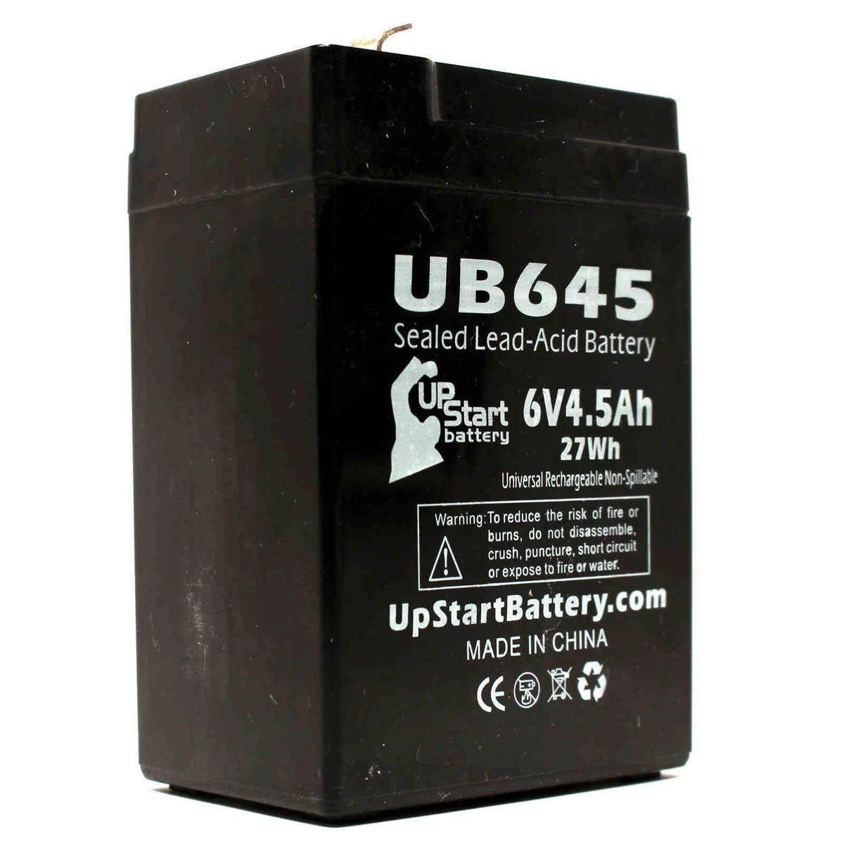 6V 4.5Ah Sealed Lead Acid Battery with F1 to F2 Terminal Adapters A5727